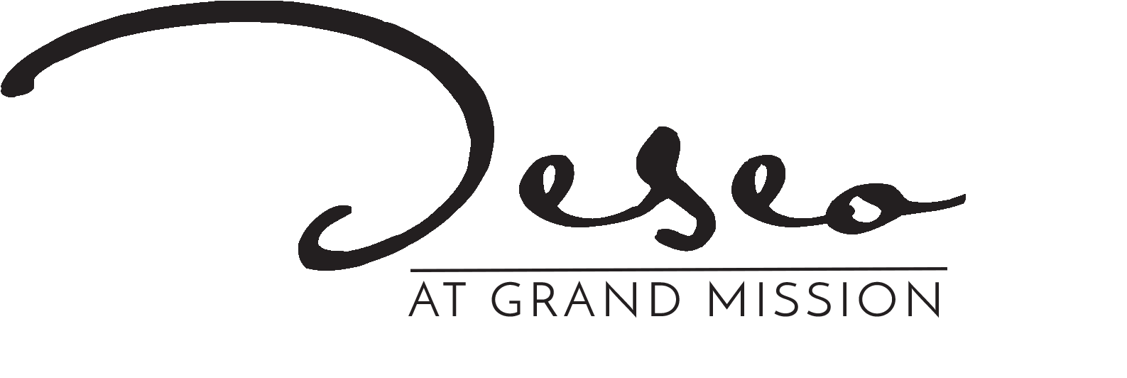 The image features the word "Deso" in a stylized font, followed by the phrase "at Grand Mission" in a smaller font size.
